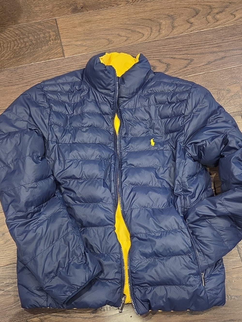 Polo Ralph Lauren Reversible Lightweight Puffer Jacket - Navy & Yellow Boys XL